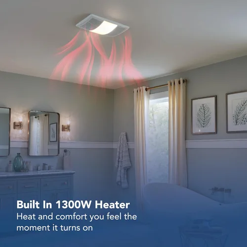 Vista 5 de Broan-NuTone BHFLED80 PowerHeat - Extractor de baño, calentador y combinación de luz LED, 80 CFM.