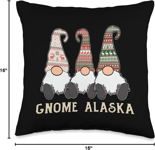 Vista 4 de Alasaka Emporium Nome Souvenir Gnome Alaska Pun - Almohada (16.0 x 16.0 in), multicolor