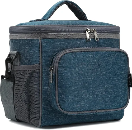 Vista 27 de FlowFly - Lonchera reutilizable con aislante para adultos, grande, para mujeres y hombres, con correa ajustable para el hombro, bolsillo frontal