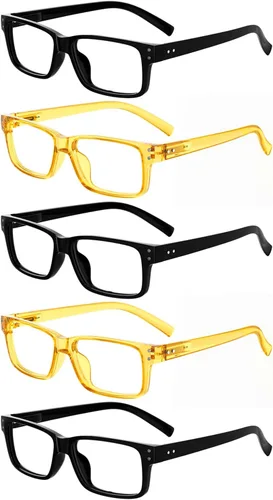 Vista 25 de Eyekepper Gafas de Lectura Vintage para Hombre - 3 Pares Negros y 2 Pares Azules - Gafas Clásicas con Bisagra de Resorte +0.00 3 negro 2 azul
