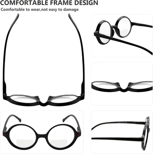Vista 4 de Eyekepper Paquete de 4 lentes de lectura bifocales para mujer, lentes pequeños, redondos, bifocales Paquete de 4 lentes transparentes de mezcla