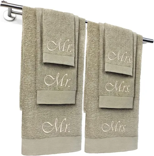 Vista 8 de Kaufman - Juego de toallas de baño bordadas personalizadas de calidad de hotel, toalla de mano y toallas para los dedos, 100% algodón para baño