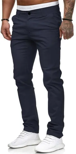 Vista 2 de HUNGSON Mens Chinos Slim Fit Stretch Flat-Front Skinny Dress Pants