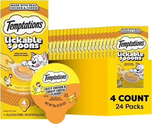 Vista 15 de Temptations Lickable Spoons - Golosinas húmedas para gatos, pollo y queso