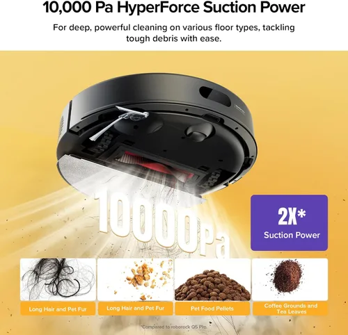 Vista 3 de roborock Q7 M5+ Robot de aspiradora y fregona, actualización de Q5 Max+, hasta 7-9 semanas de autovaciado, succión de 10000 Pa, sistema dual