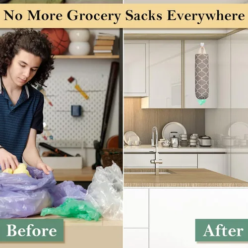 Vista 6 de Soporte para Bolsas de Plástico, Soporte para Bolsas de Supermercado Lavable para Bolsas de Plástico, Dispensador de Almacenamiento de Bolsas