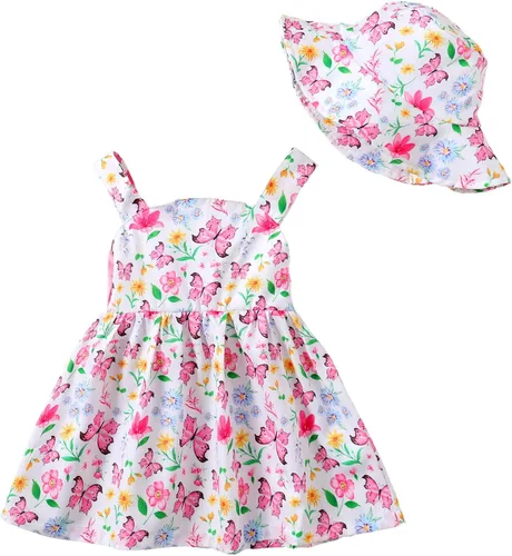 Vista 12 de Vestido para bebé recién nacida niña pequeña Vestido para niña pequeña de cuello halter sin mangas con flores Vestido de verano para niña de espalda