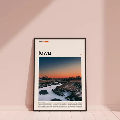 Vista 3 de Impresión de Iowa, póster de Iowa, arte de pared de Iowa, impresión artística de Iowa, foto de Iowa #2