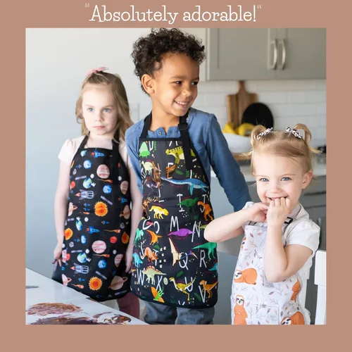 Vista 7 de Kids Aprons for Girls and Boys, Toddler Apron with Pocket for Painting, Cooking, Baking, Gardening and Crafts