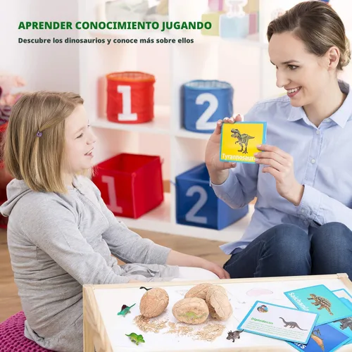 Vista 5 de Desenterrar huevos fósiles de dinosaurios, rompe 12 huevos únicos y descubre 12 lindos dinosaurios, juguete de excavación de Pascua para niños de 3