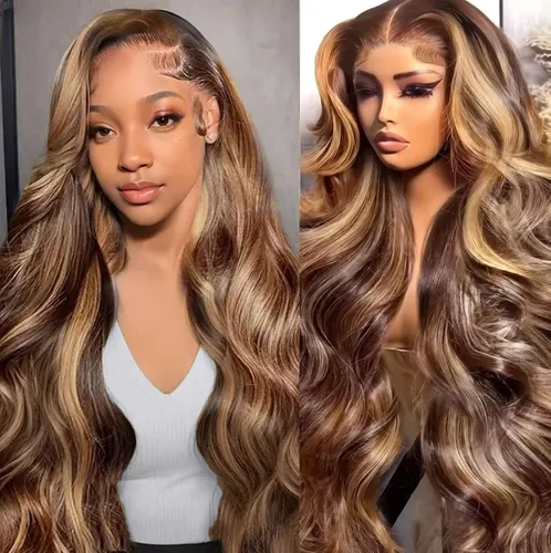 Vista 9 de Peluca de cabello humano ondulado con encaje frontal HD de 13 x 6 pulgadas, densidad del 200 %, predepilada, color marrón chocolate, peluca