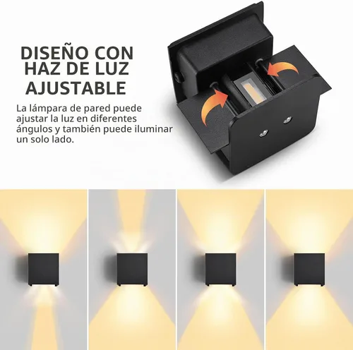 Vista 6 de SOKHNA Lámpara de pared impermeable de aluminio LED moderna,Luz de pared al aire libre,6W 3000K blanco cálido, IP65 impermeable al aire libre