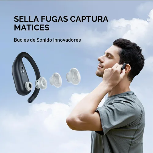 Vista 9 de 1MORE S50 Fit - Auriculares abiertos, auriculares Bluetooth inalámbricos Bluetooth 5.3 con 4 micrófonos, auriculares ligeros con ganchos