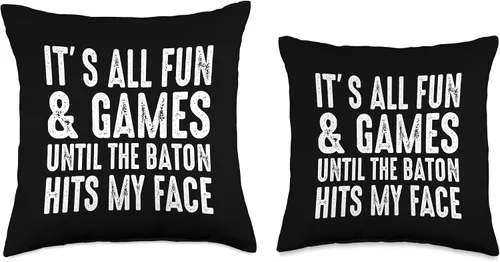 Vista 3 de Funny Baton Dancer Twirling Majorette Gift Idea Twirling-Fun and Games Till Baton Hits My Face - Almohada de 16 x 16 pulgadas, multicolor