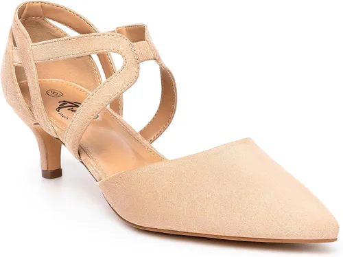 Vista 2 de Trary Zapatos de tacón bajo para mujer, con puntera puntiaguda, cómodos, informales, para trabajo, oficina, boda, fiesta, zapatos de tacón