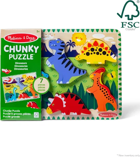 Vista 3 de Melissa & Doug dinosaurio Chunky Rompecabezas de madera, Multicolor