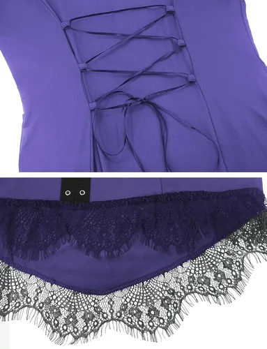 Vista 2 de Vestidos góticos para mujer, disfraces medievales renacentistas, talla grande, vestido de bruja vampiro, vestido de bruja de hadas steampunk