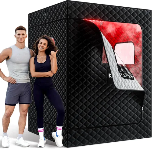 Vista 8 de KASUE Tienda de sauna de vapor portátil para el hogar, sauna infrarroja con vapor de 3 L, 9 niveles de temperatura y temporizador de 99 minutos, 5