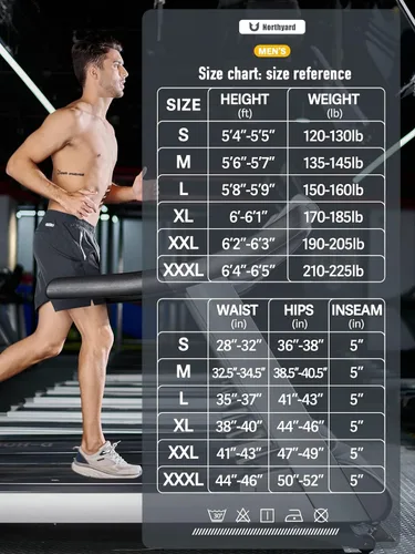 Vista 6 de NORTHYARD Pantalones cortos deportivos para correr para hombre, 5 pulgadas, 7 pulgadas, 9 pulgadas, entrenamiento, gimnasio, tenis, secado rápido