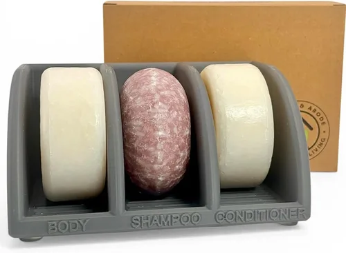 Vista 12 de Essence & Abode Sustainable Living Soporte para Champú Sólido – Jabonera Multibarra con Drenaje – Barra de Jabón, Barra de Champú y Barra