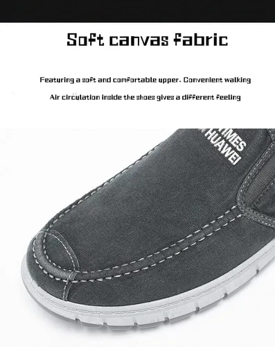 Vista 6 de Mocasines de lona para hombre, estilo vintage, planos, para barco, para caminar, ligeros, casuales