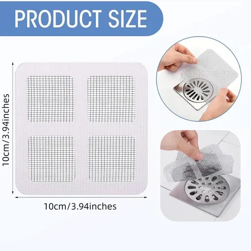 Vista 3 de 10 Pack Disposable Shower Drain Hair Catcher 4 x 4 in Mesh Sticker (30PC)