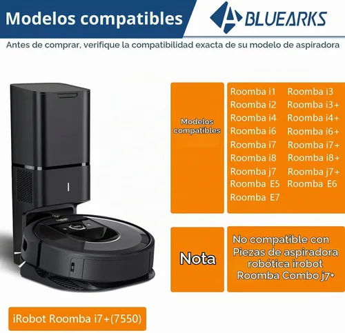 Vista 2 de 16 piezas compatibles con Roomba i1+ J7 i7+ i3+ i4+ EVO i6+ i8+ i7 J7+ Plus E5 E6 E7 Kit de accesorios para aspiradora robot, 2 cepillos principales