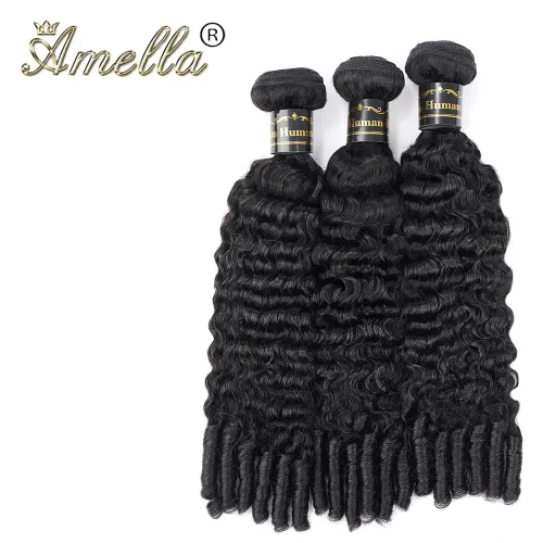 Vista 7 de Amella Paquetes de cabello humano rizado birmano con extremo en espiral de 14 pulgadas, 3C4A, 100% sin procesar, virgen, birmano, extensiones