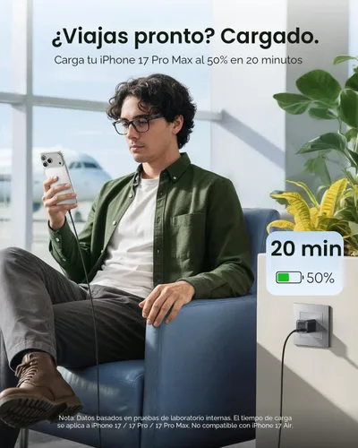 Vista 3 de Anker Cargador para iPhone, carga rápida tipo C de 45 W, bloque de cargador