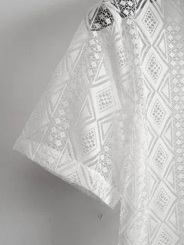 Vista 4 de Verdusa Conjunto corto de 2 piezas con encaje y botones para hombre