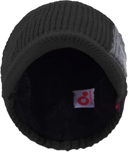 Vista 3 de JaneyRubbins - Gorro de invierno con visera de dos tonos con gorro de punto con borde de forro polar y gorro de esquí