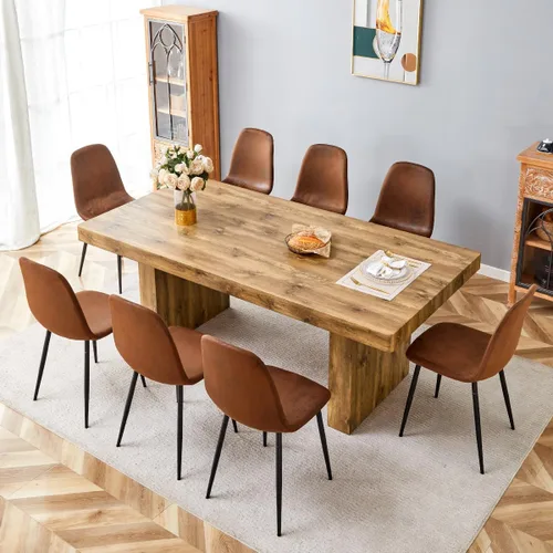 Vista 16 de gopop Mesa de comedor de mármol de 63 pulgadas, tablero de mesa de comedor MDF con patrón de mármol y base para cocina y comedor.