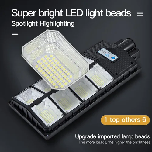 Vista 7 de Farolas solares para exteriores, IP67 impermeable, con sensor de movimiento, control remoto y automático del atardecer al amanecer, LED brillante