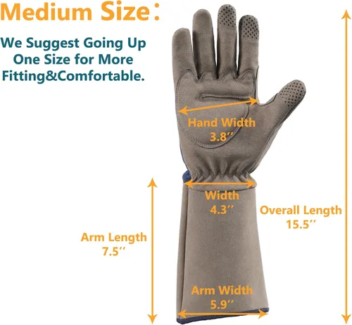 Vista 5 de COOLJOB Guantes de jardín para poda de rosas a prueba de espinas para hombres, guantes de manga larga acolchados para trabajo de jardín