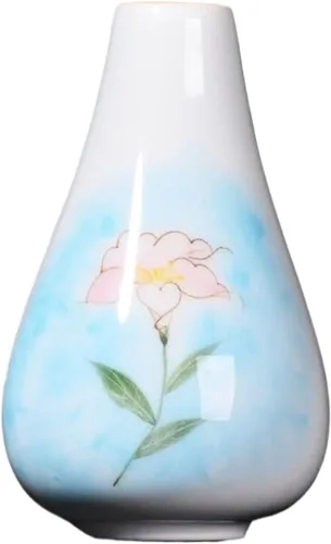 Vista 5 de Ceramic Vases Hand-Painted Vases Chinese White Ceramic Elegant Flower Receptacle Table Decoration B-One Size(A)