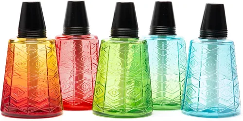 Vista 7 de Backyadda Elegantes linternas de cristal para tu mesa o patio con muchos colores para elegir. Juego de 3 linternas (azul caribeño)