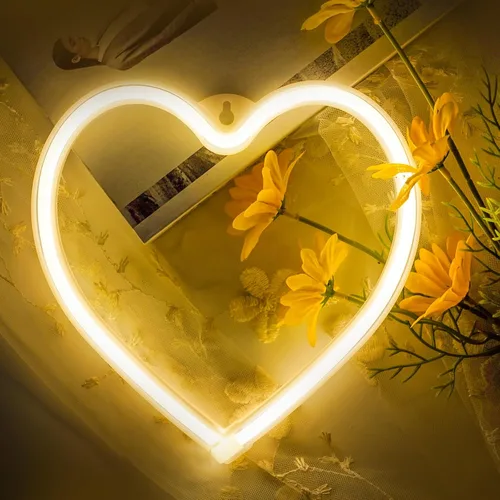 Vista 11 de Letrero de neón con forma de corazón rosa, funciona con pilas o USB, luces LED para decoración del día de San Valentín, regalos de San Valentín