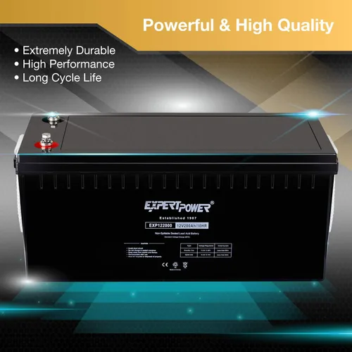 Vista 4 de ExpertPower EXP200 - Batería marina de ciclo profundo de 12 V 200 Ah, baterías de panel solar de plomo ácido para cámper, RV, barco, bomba