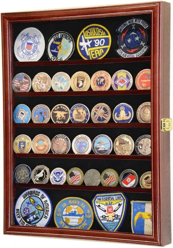 Vista 7 de sfDisplay,LLC. 56 Challenge - Vitrina de monedas – Estantes totalmente ajustables – Monedas más grandes – 98% de protección UV (acabado negro)