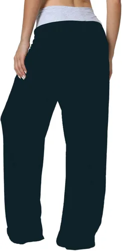Vista 2 de X-Image - Pantalones de pijama cómodos para mujer, con estampado floral, cordón, estilo jogger, pierna ancha y deportivos