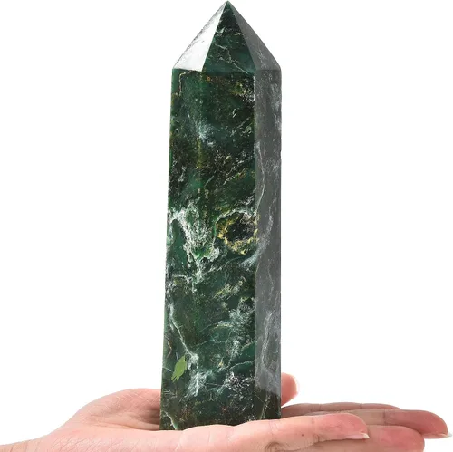 Vista 17 de AMOYSTONE Obelisco de Piedra de Sangre Africana Varita de Cristal Curativo Grande Torre Columna Facetada de 6 Lados Reiki Chakra Meditación Terapia