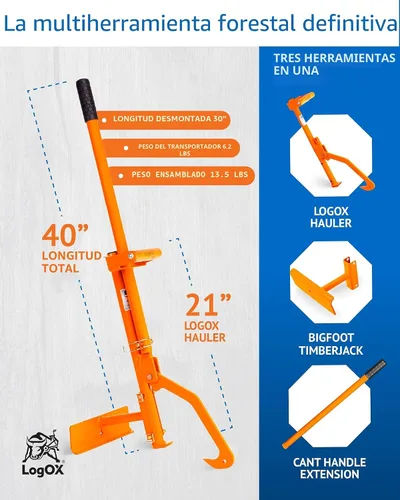 Vista 2 de LogOX 3 en 1 multiherramienta de rescate TODO EN UNO, herramienta múltiple de forestación: transporta troncos, no se engancha y levanta la madera