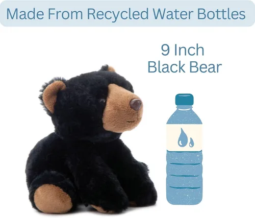 Vista 9 de The Petting Zoo Oso de peluche, regalos para niños, animales salvajes del zoológico Onez, juguete de peluche de oso negro de 9 pulgadas