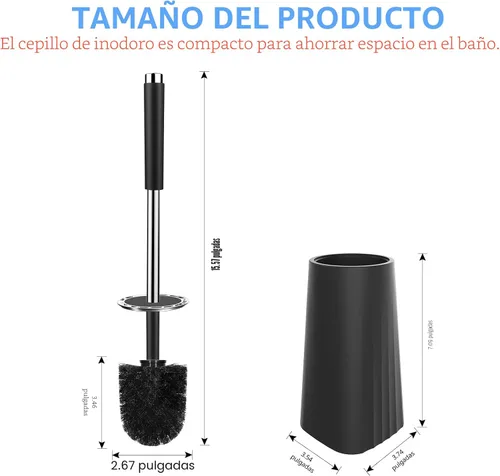 Vista 2 de SetSail Cepillo de Inodoro, Juego de Cepillo de Inodoro de Tamaño Compacto y Soporte para Baño con Mango de Acero Inoxidable, Cepillo Limpiador