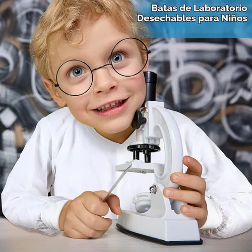 Vista 5 de 10 abrigos de laboratorio desechables para niños, abrigos de ciencia blancos a granel para niños con puños de punto elástico y cierre frontal a