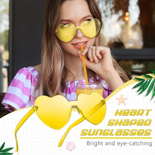 Vista 4 de RTBOFY Heart Sunglasses for Fashion Party Queen Style, Rimless Heart Shaped Sunglasses for Women Party Favor