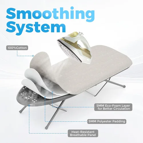 Vista 5 de KINGBOARD Tabla de planchar de mesa, tablas de planchar pequeñas con soporte para plancha, tabla de planchar plegable, cubierta extragruesa, tabla