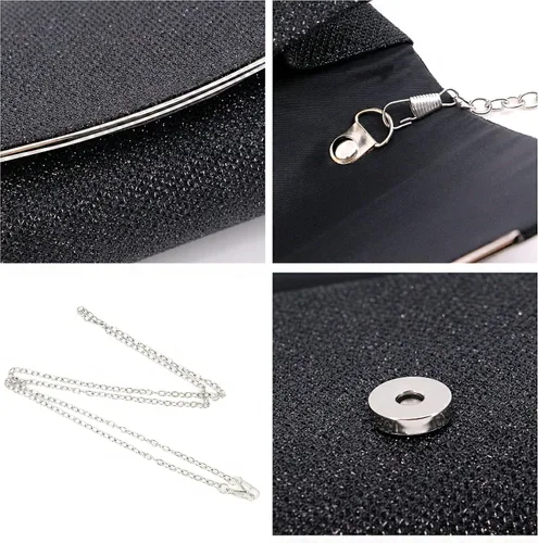 Vista 9 de Naimo - Deslumbrante bolsa pequeña de solapa, con cadena desmontable para eventos nocturnos.