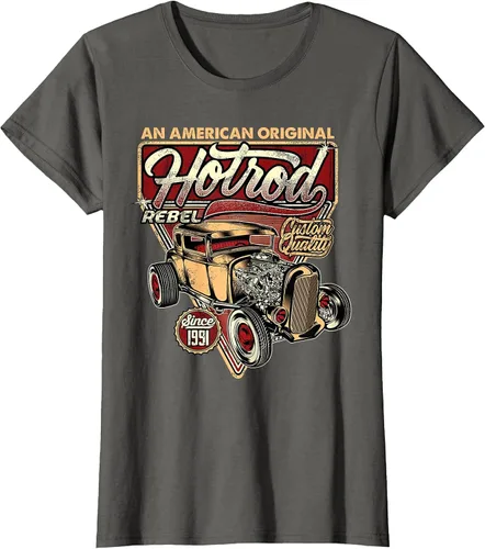 Vista 32 de Camiseta vintage Hot Rod Speed and Power para hombre Asphalt Grey
