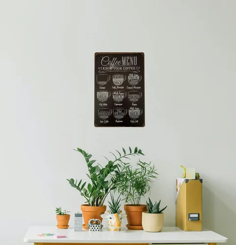 Vista 4 de ERLOOD Cartel para bar "Coffee Menu, Know Your Coffee" para pared, estilo retro 12 x 8 pulgadas